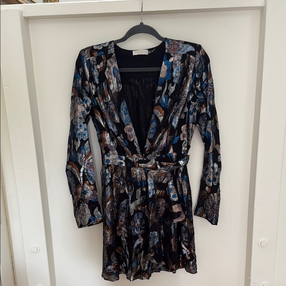 Ramy Brook Black and Blue Long Sleeve Dress
